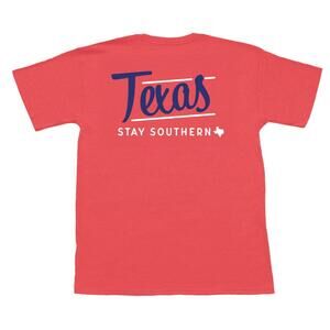 NEW THE STATE COMPANY men's old school texas short sleeve shirt in red